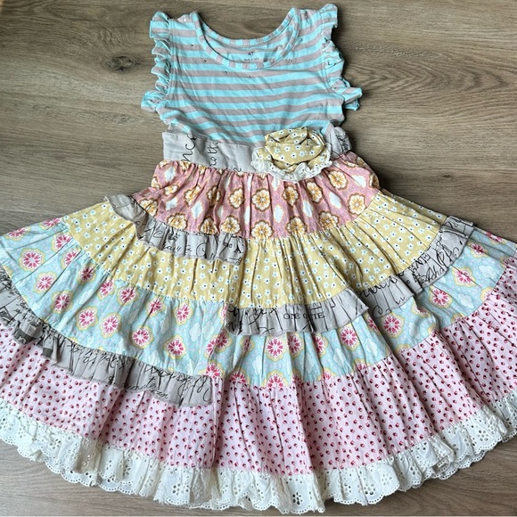 MUSTARD PIE Striped Multicolor Kids Dress SIZE 4T made in India - Picture 12 of 14